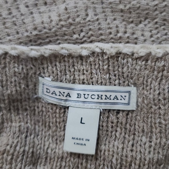 Dana Buchman Creme Tricolor Sweater Size Large Long Sleeve Hi Low - Picture 2 of 5